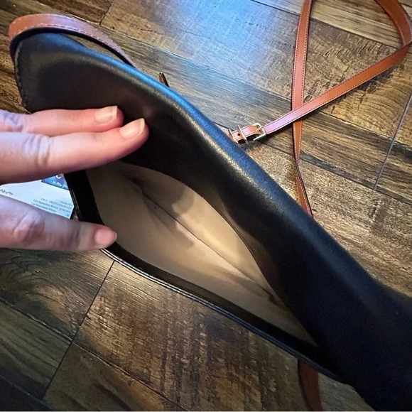 Lauren Ralph Lauren Bexley‎ Heath Medium Messenger Black W/Brown Strap & Buckles - Picture 11 of 13